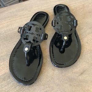 Tory Burch Miller Sandal, Black Patent, Size 7